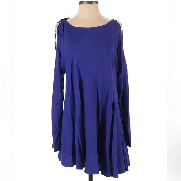 Free People | Purple Clear Skies Cold Shoulder Long Sleeve Tunic Dress Size S - Picture 2 of 4